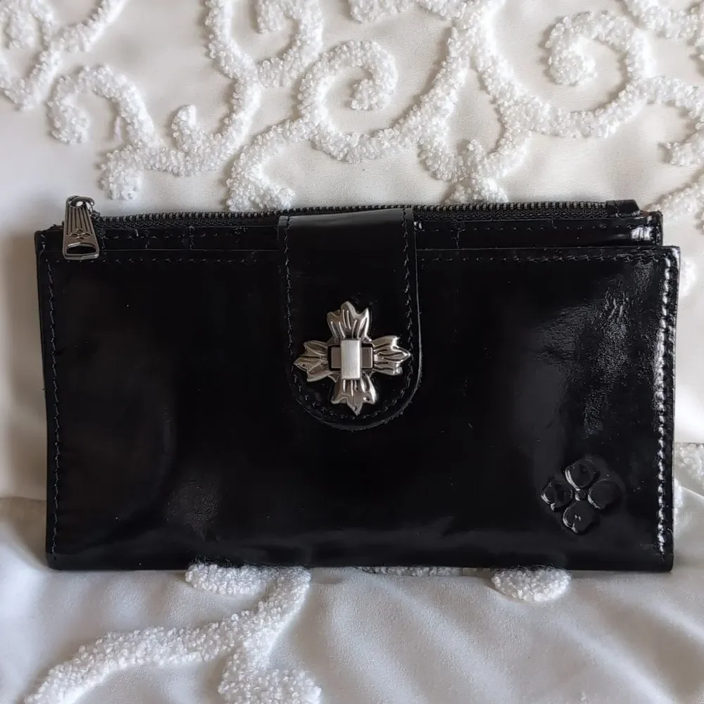 Patricia Nash 🖤 Black Patent Leather- Marene Twist Lock Wallet NWT